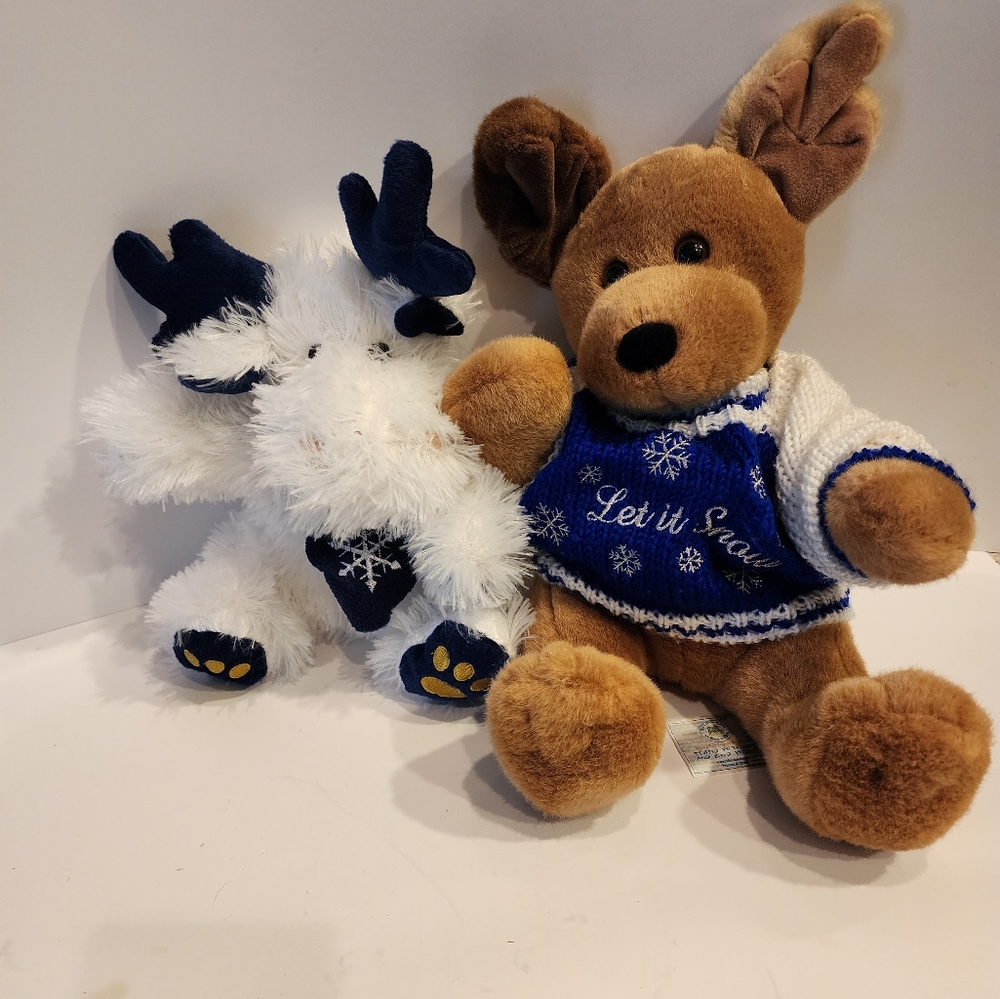 Build a Bear Reindeer 14" With Christmas Moose 8"
